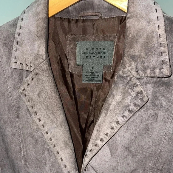 Uniform John Paul Richard Women’s SZ 8 Leather Brown Suede Button Front Jacket - Picture 4 of 4